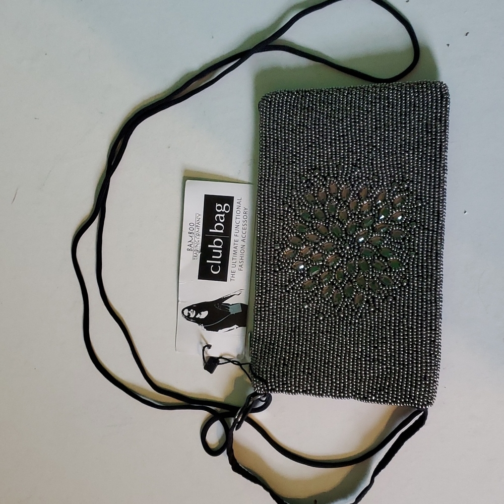New Bamboo Trading Co. Grey beaded club - town crossbody bag with floral…
